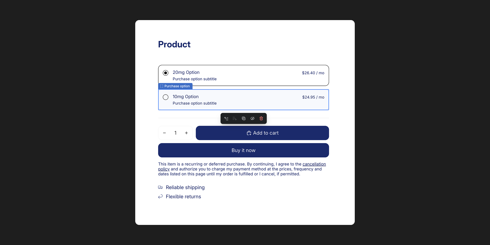 Subscription widget