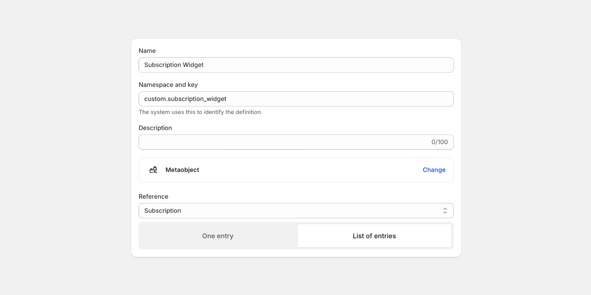 Subscription widget