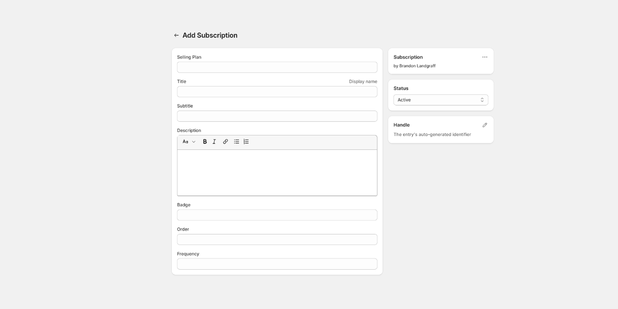 Subscription widget