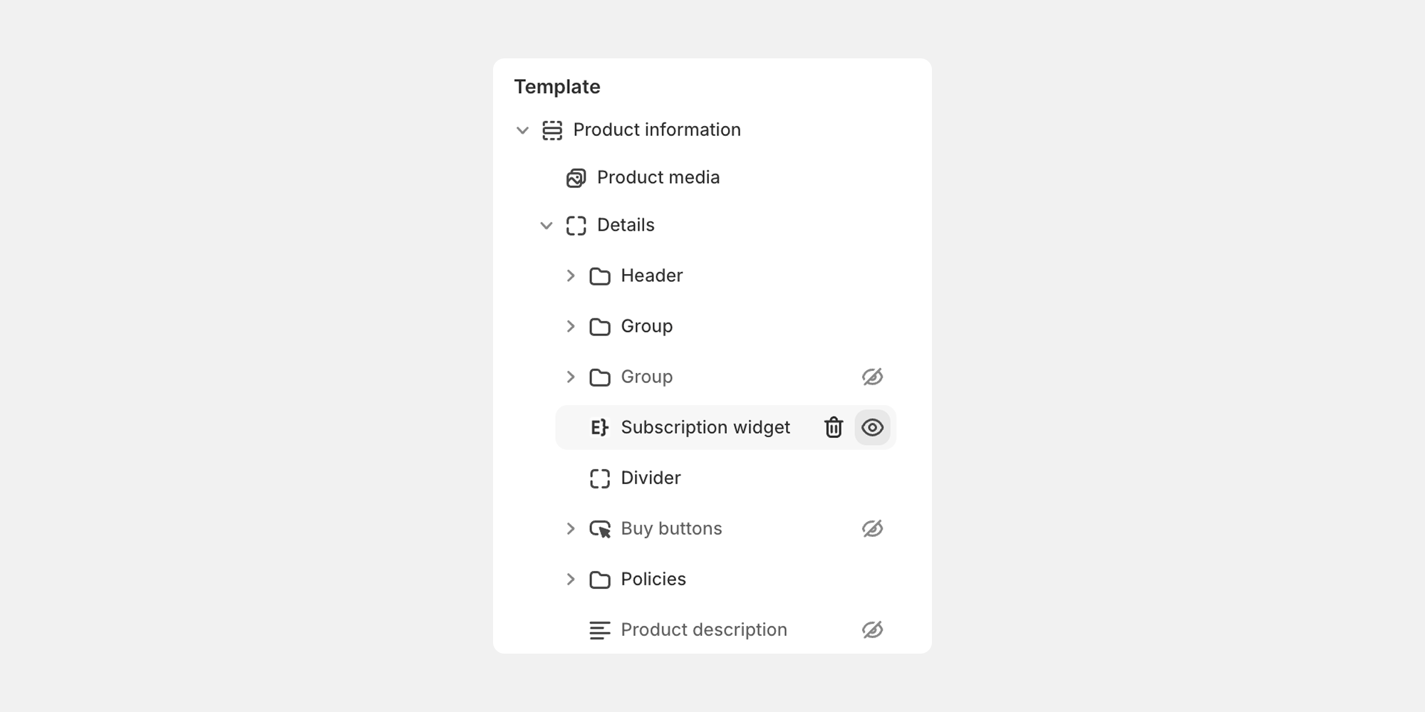 Subscription widget