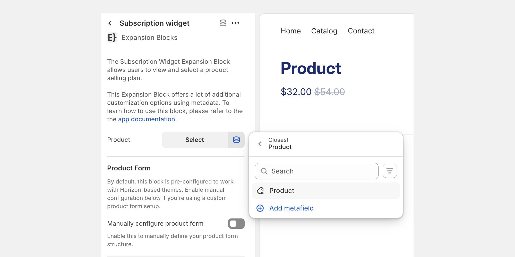 Subscription widget