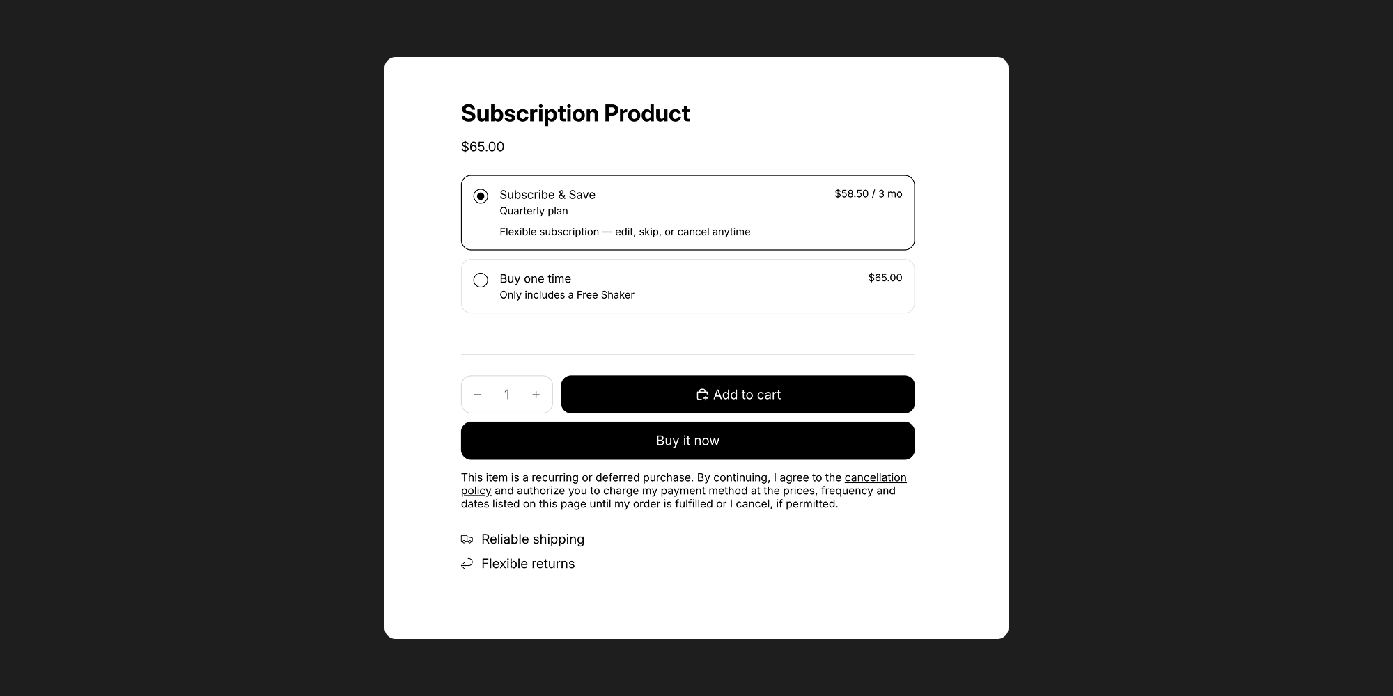 Subscription widget